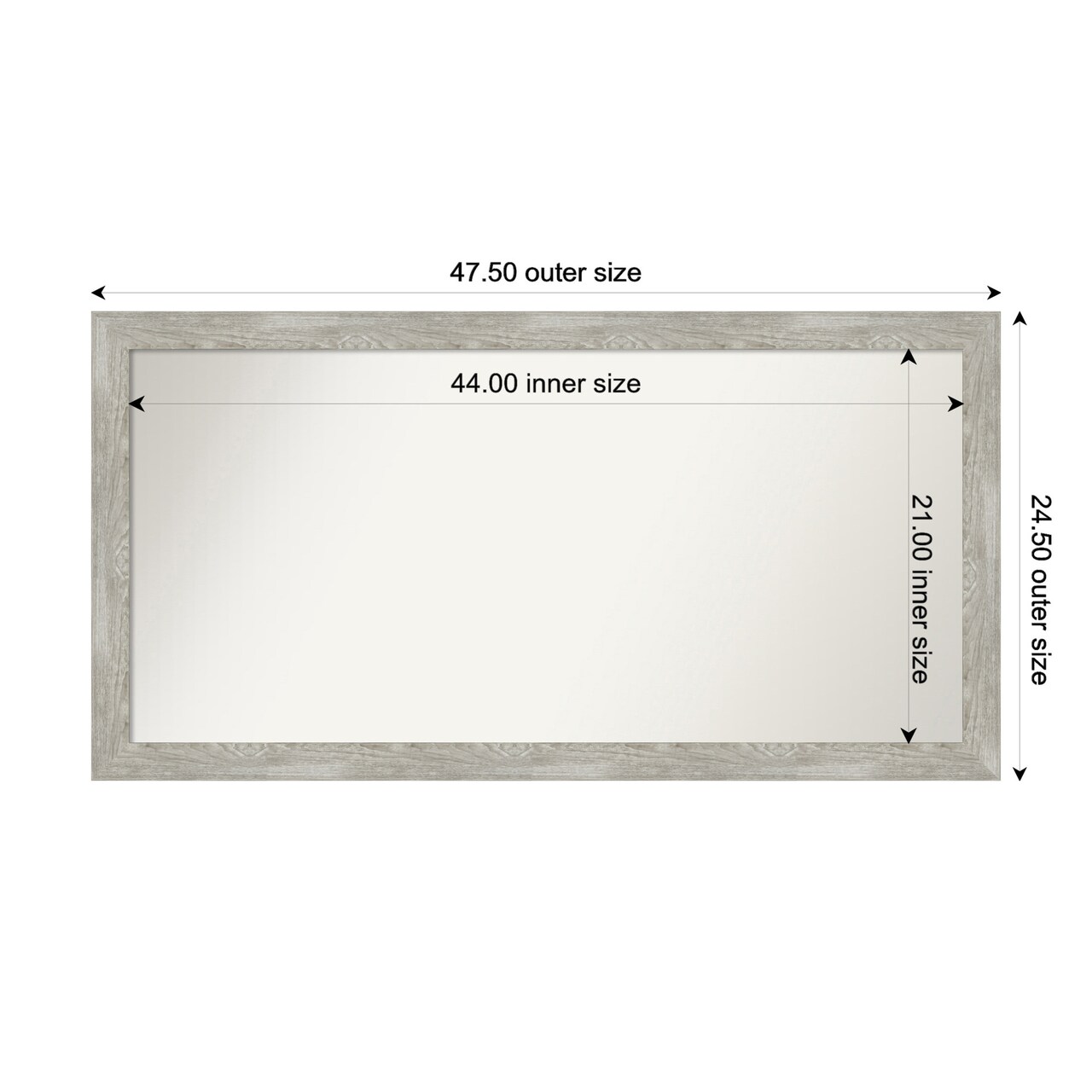 Dove Greywash Narrow Non-Beveled Custom Framed Bathroom Vanity Wall Mirror